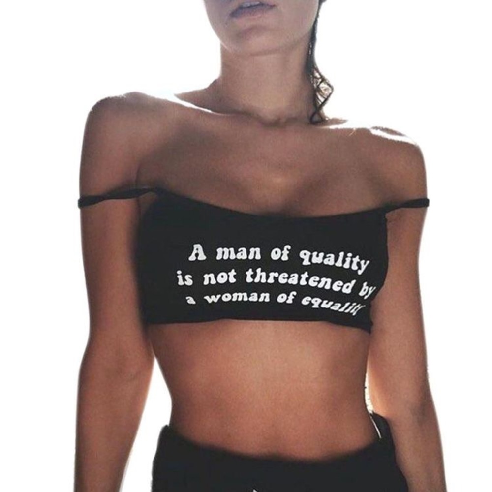 A MAN OF QUALITY FEMINIST GIRL POWER CROP TOP - Picture 2 of 6